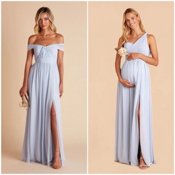 NEW Birdy Grey Grace Convertible Chiffon Bridesmaid Dress Ice Blue Size Medium - Picture 1 of 16
